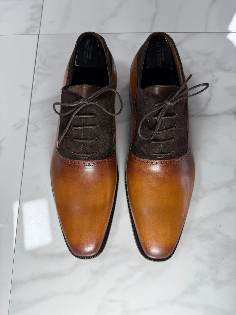 Men's Two-Tone Brown Leather & Suede Oxford Shoes